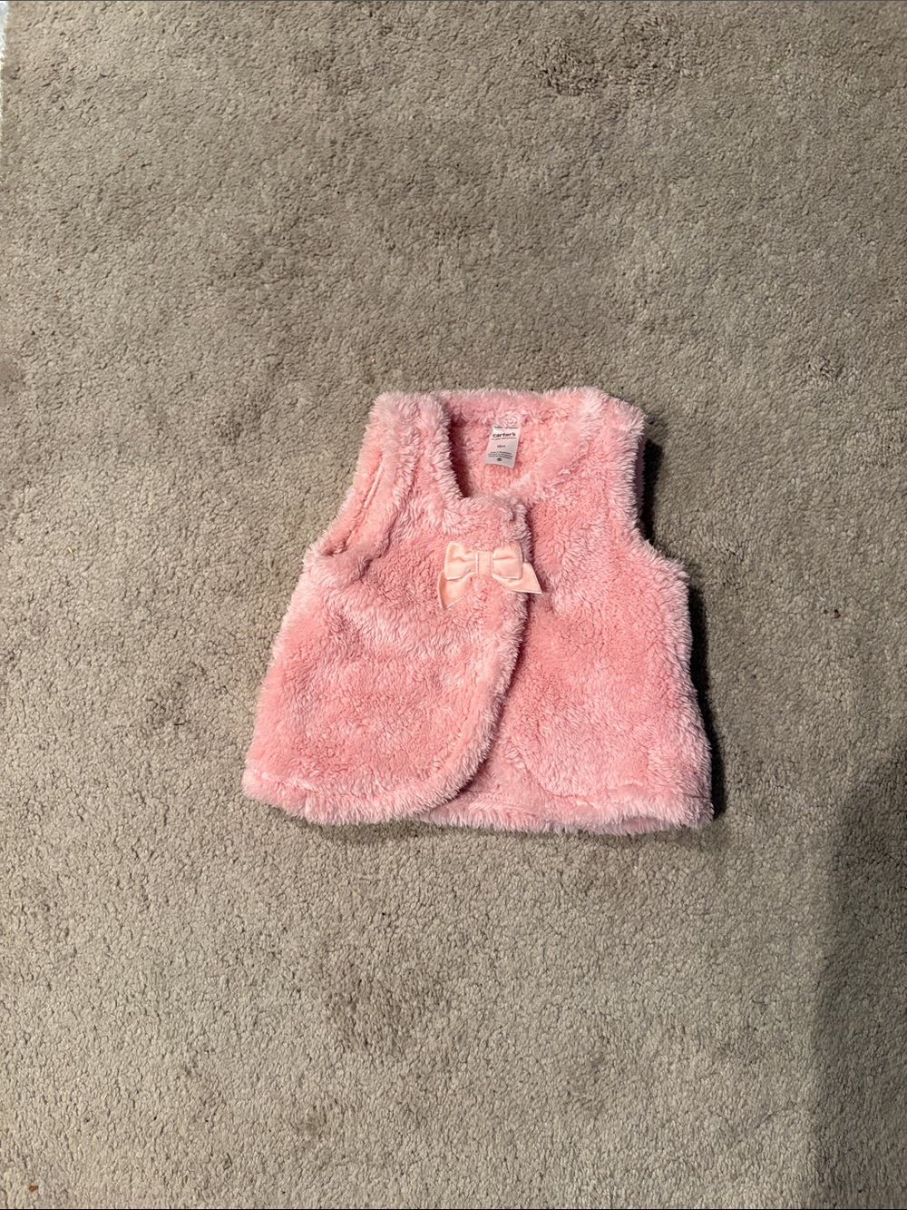 Carter's Pink Plush Faux-Fur Kids Vest with Bow Accent